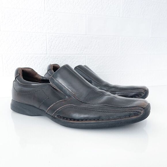 Steve Madden Gabriel Mens Leather Slip On Loafer Shoes Dark Brown 11 - Picture 1 of 8